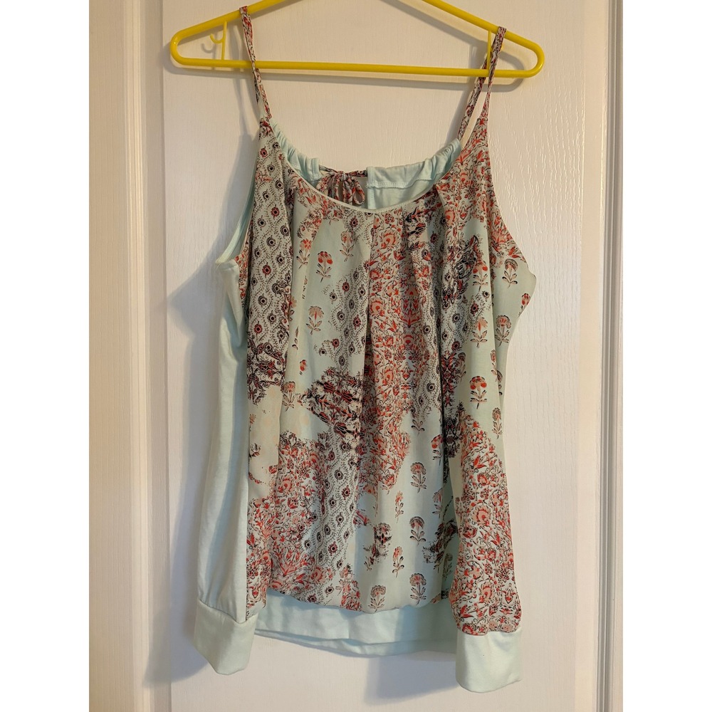 Maurices Womens XL Mixed Paisley Floral Bubble‎ Hem Tank Top Mint Green NEW